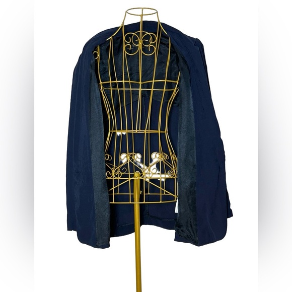 Zara Basic Collection Navy Blue Viscose Blend One-Button Blazer with Pockets, M - Picture 9 of 14